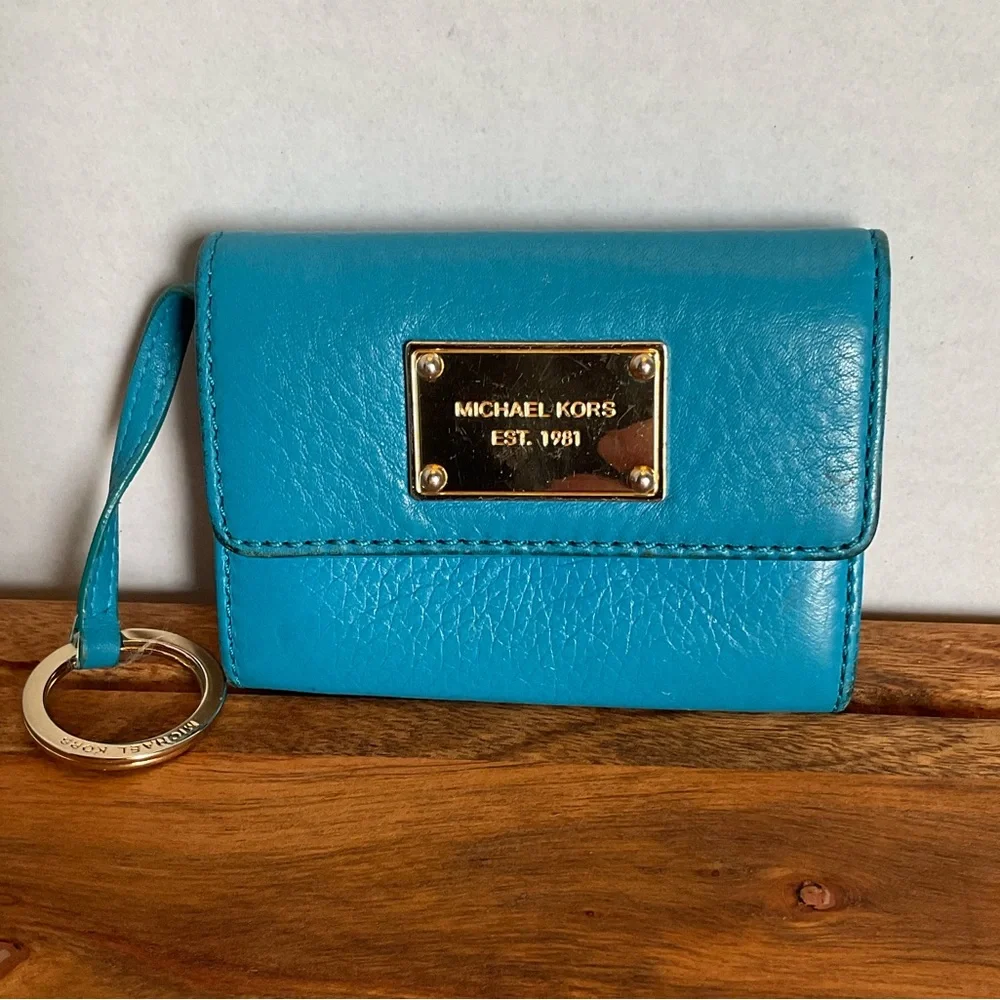 Michael Kors Blue Leather Wallet key chain
